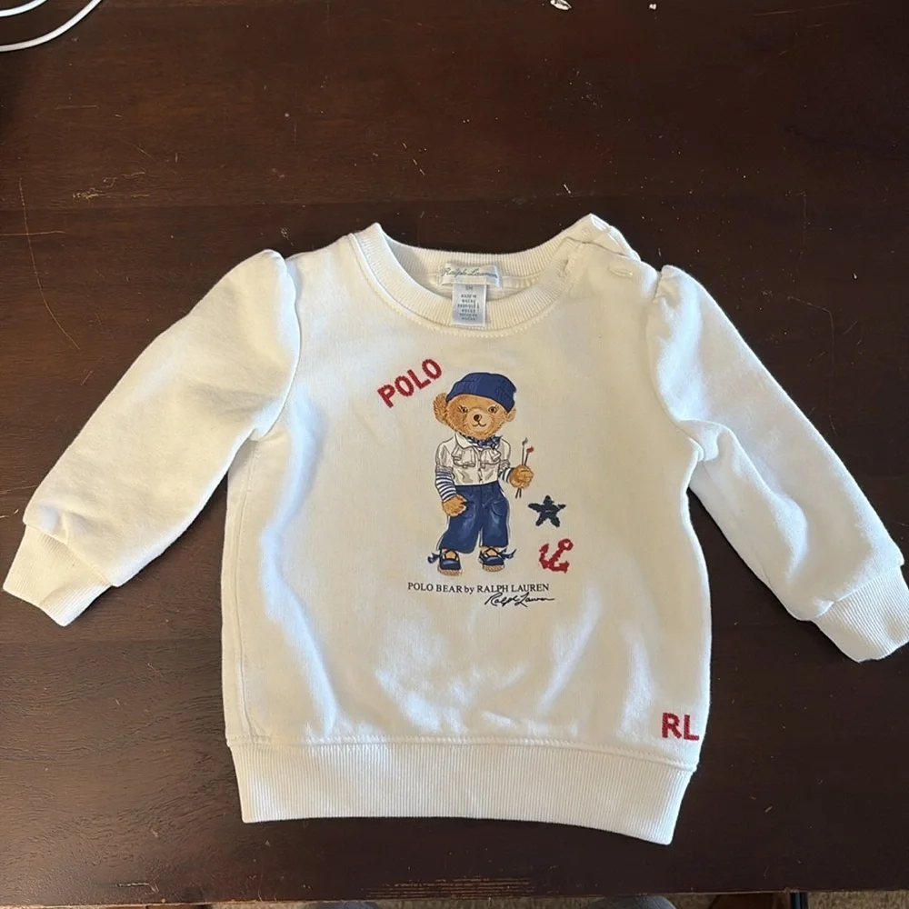 Polo Bear Fleece Sweatshirt 9M Girl EUC